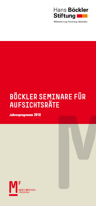 Cover Böckler Seminare für Aufsichtsräte 2018