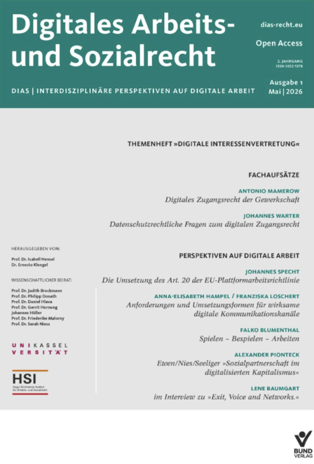 Digitales Arbeits- und Sozialrecht 02/2026 Cover - © BUND Verlag