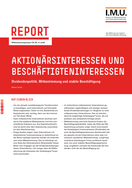Titelblatt des Mitbestimmungsreports 86